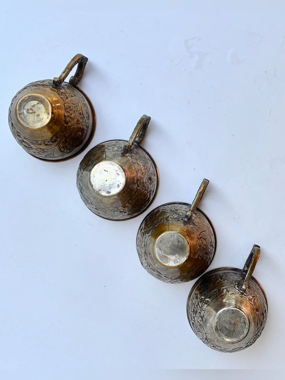 Vintage 16-Pc Solid Brass  Tea/Coffee  Sets Serve for 8